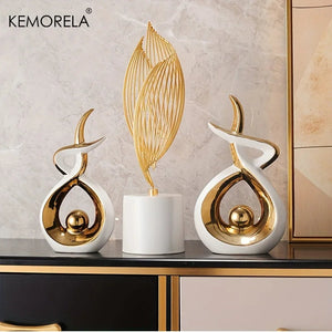 Ceramics Statue Exquisite Home Decor Modern Abstract Art Statue Ornaments Sculpture Decoration for Living Room Table Centerpiece acacuss