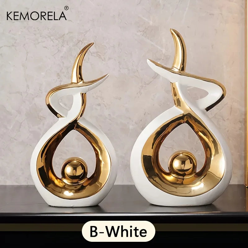 Ceramics Statue Exquisite Home Decor Modern Abstract Art Statue Ornaments Sculpture Decoration for Living Room Table Centerpiece acacuss