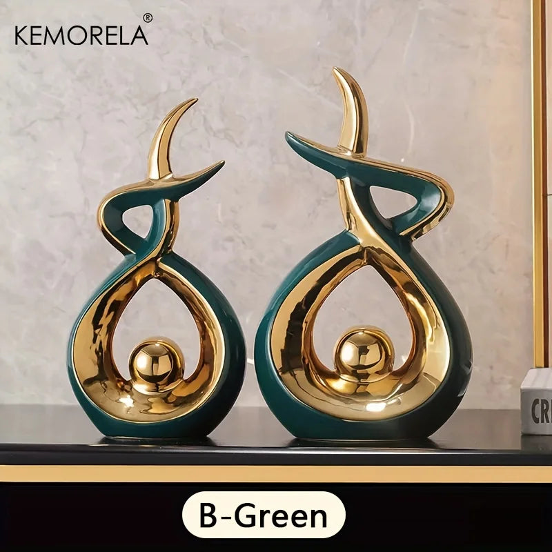 Ceramics Statue Exquisite Home Decor Modern Abstract Art Statue Ornaments Sculpture Decoration for Living Room Table Centerpiece acacuss