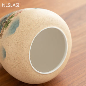 Ceramics Tea Caddy Landscape Pattern Large Capacity Household Storage Tank Travel Tea Bag Sealed Tea Jar Coffee Powder Canister acacuss