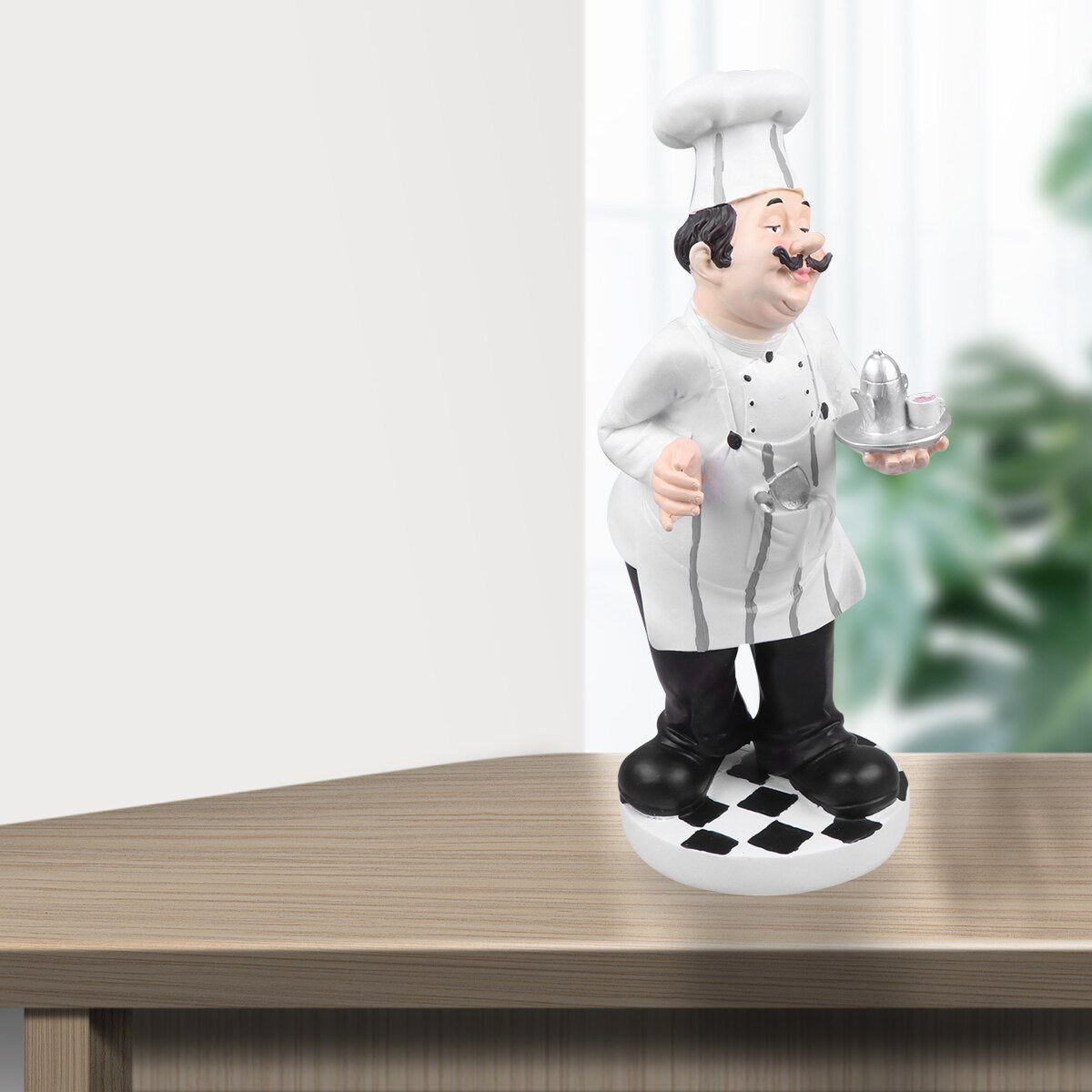 Chef Statue Kitchen Figurine Ornament Italian Resin Figurines Cook Sculpture Fat French Figure Decor Decoration Model Table acacuss