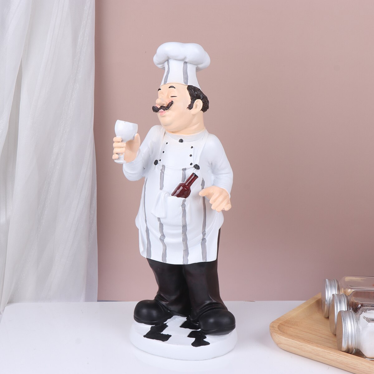 Chef Statue Kitchen Figurine Ornament Italian Resin Figurines Cook Sculpture Fat French Figure Decor Decoration Model Table acacuss