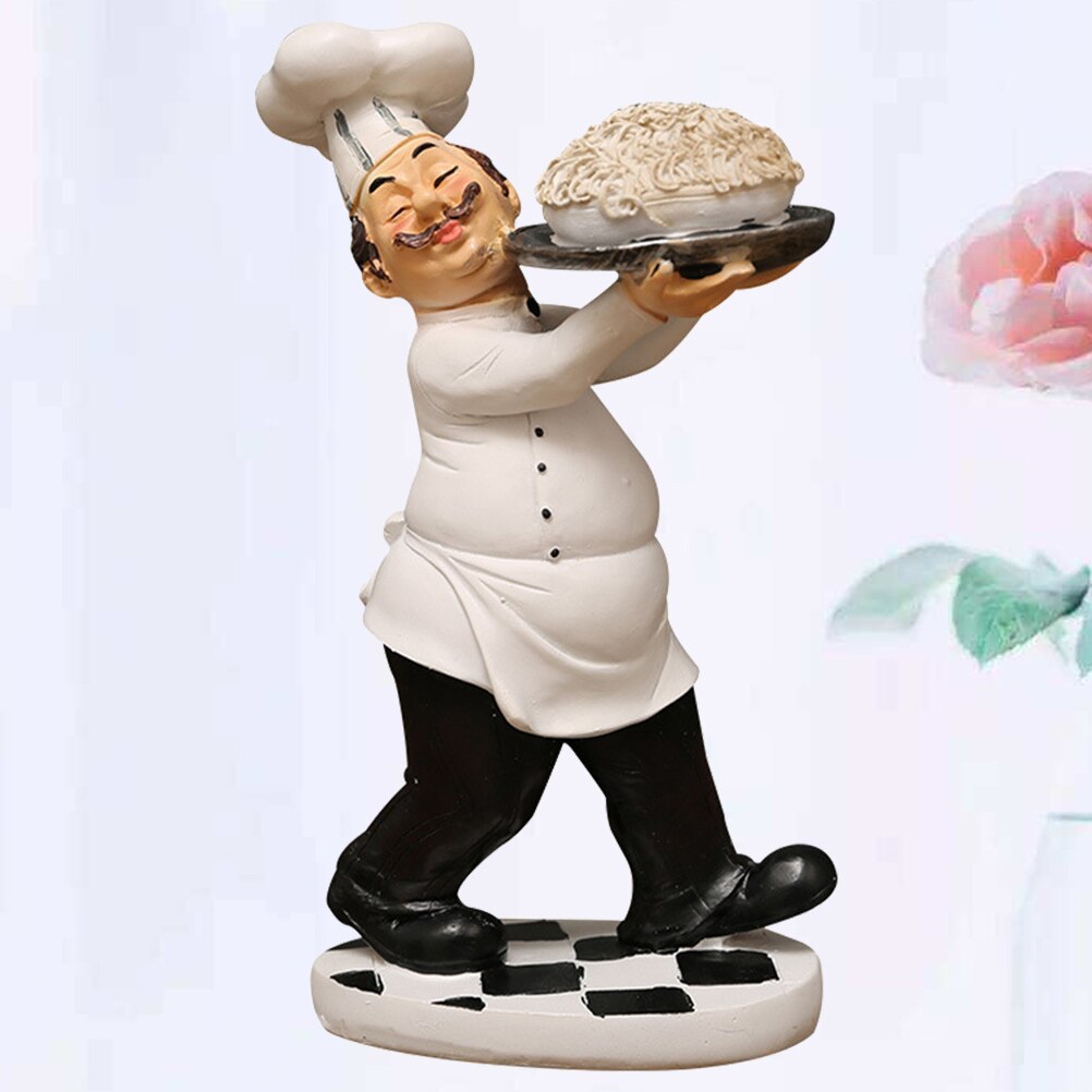 Chef Statue Kitchen Figurine Ornament Italian Resin Figurines Cook Sculpture Fat French Figure Decor Decoration Model Table acacuss