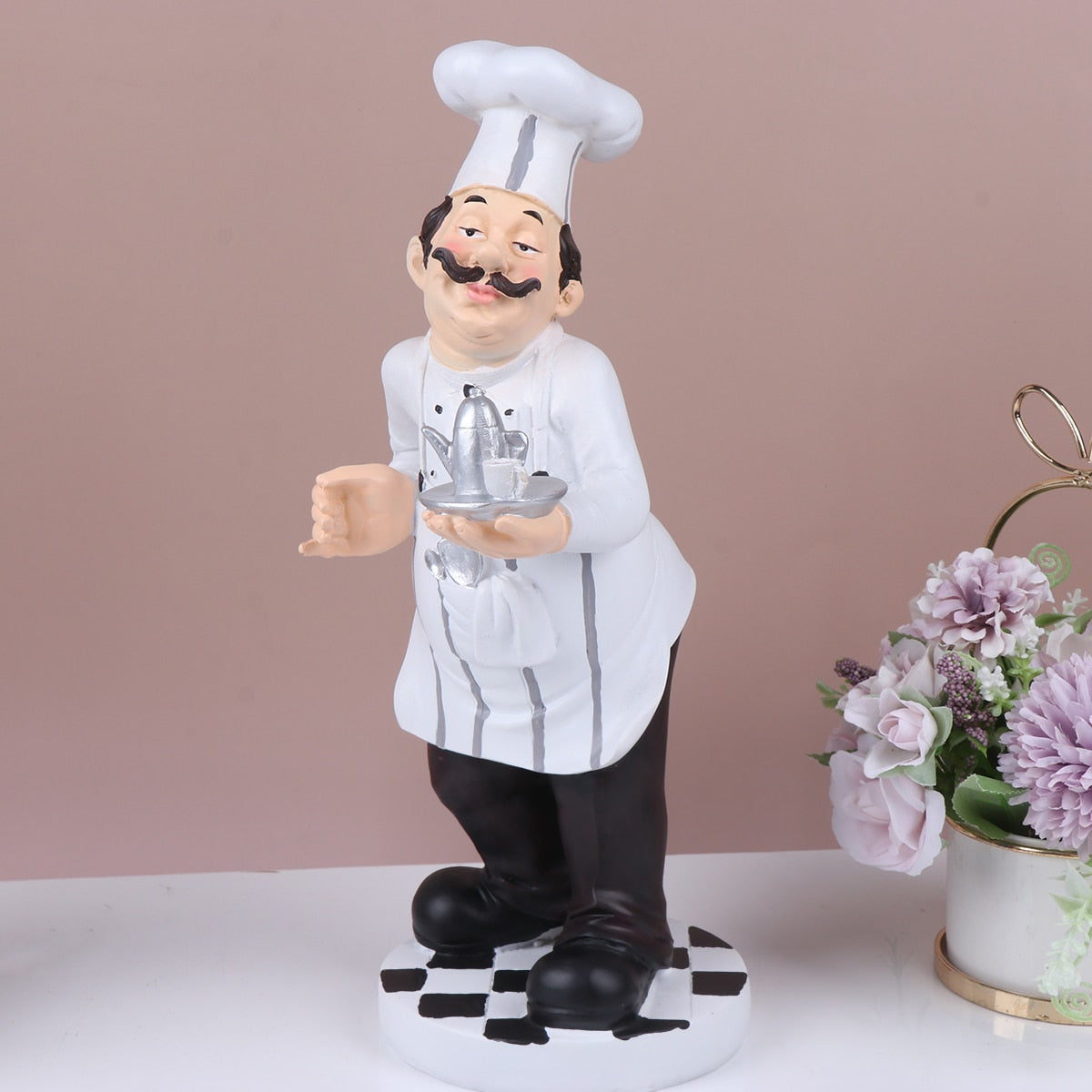 Chef Statue Kitchen Figurine Ornament Italian Resin Figurines Cook Sculpture Fat French Figure Decor Decoration Model Table acacuss