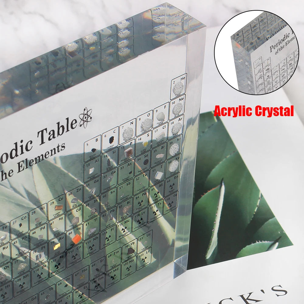 Chemical Element Display Acrylic Periodic Table Kids Teaching School Display With Real Elements Samples Letter Decoration acacuss