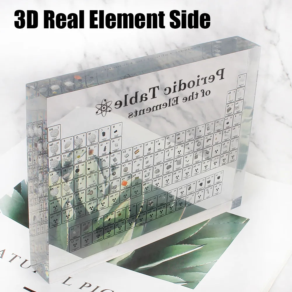 Chemical Element Display Acrylic Periodic Table Kids Teaching School Display With Real Elements Samples Letter Decoration acacuss