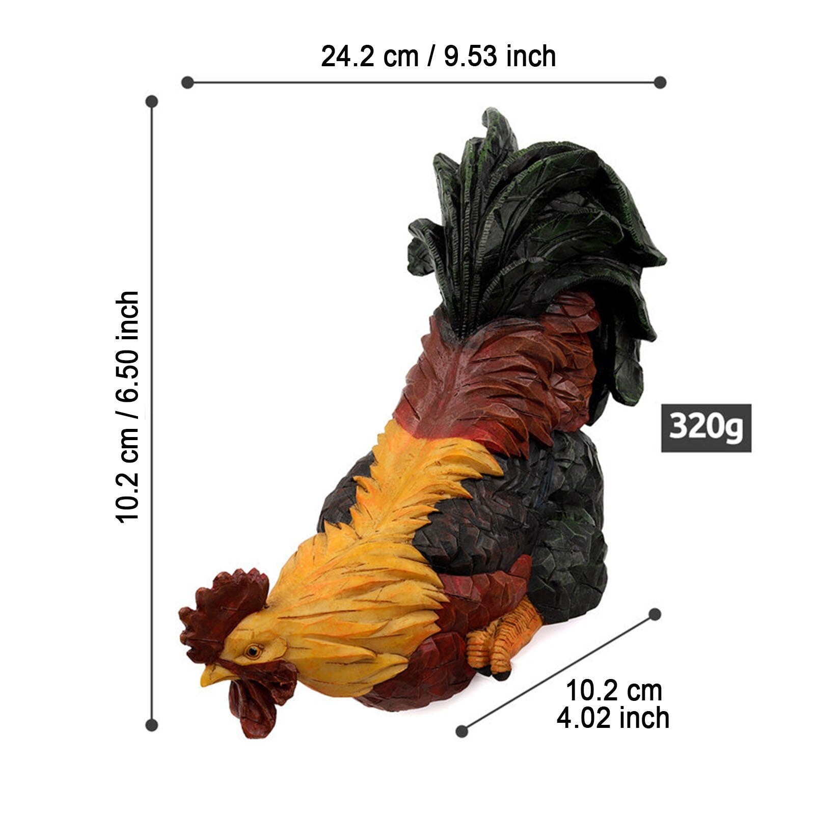 Chicken Statue Yard Art Decor Garden Sculptures Resin Hen Rooster Ornaments Indoor Outdoor Plug Statues Backyard Lawn Decoration acacuss