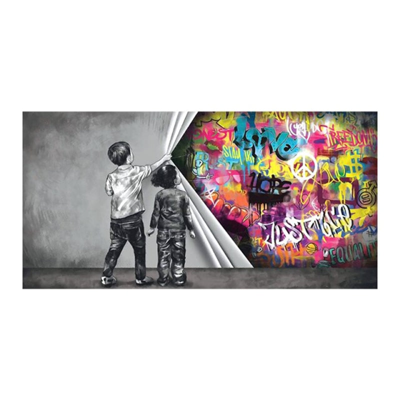Child Graffiti Abstract Fist Mobile Shackle Wall Art Picture Canvas Decorative Painting Poster Prints for Living Room Home Decor acacuss