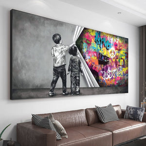 Child Graffiti Abstract Fist Mobile Shackle Wall Art Picture Canvas Decorative Painting Poster Prints for Living Room Home Decor acacuss