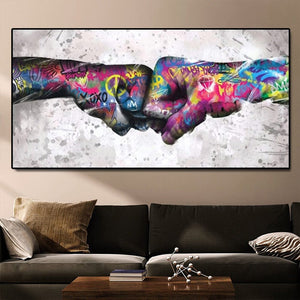 Child Graffiti Abstract Fist Mobile Shackle Wall Art Picture Canvas Decorative Painting Poster Prints for Living Room Home Decor acacuss