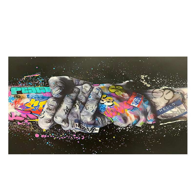 Child Graffiti Abstract Fist Mobile Shackle Wall Art Picture Canvas Decorative Painting Poster Prints for Living Room Home Decor acacuss