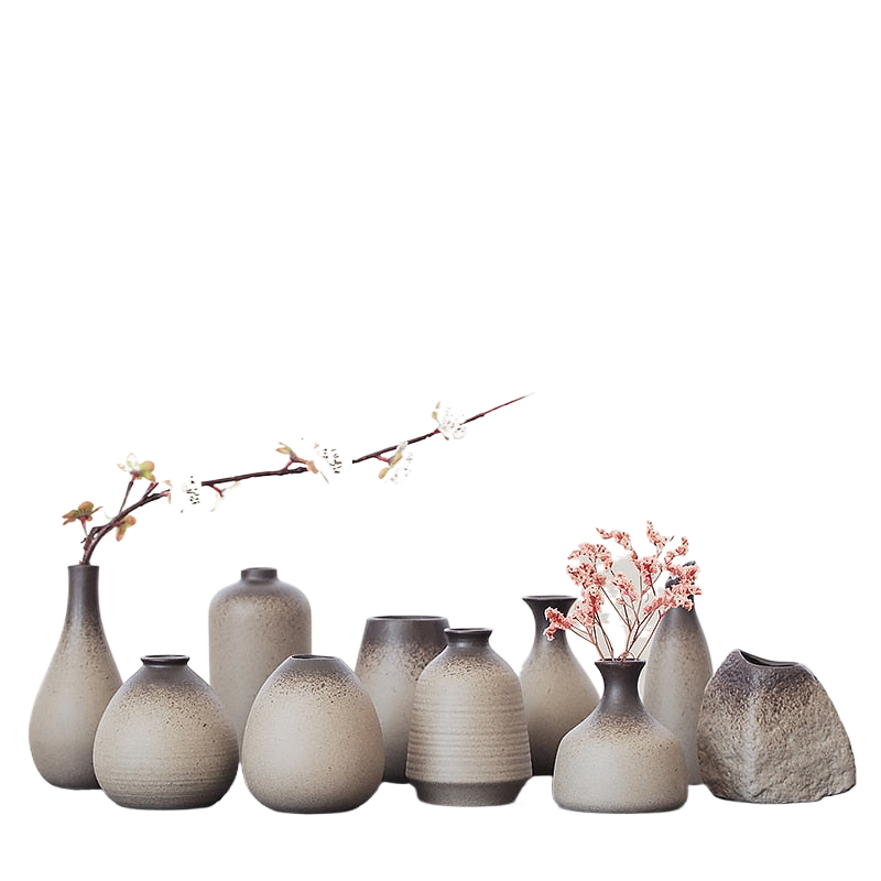 China pottery small vase retro flower floral ceramic decorative container vase modern home decoration acacuss