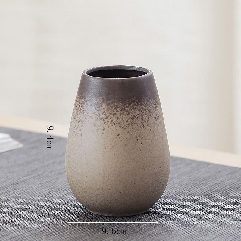 China pottery small vase retro flower floral ceramic decorative container vase modern home decoration acacuss