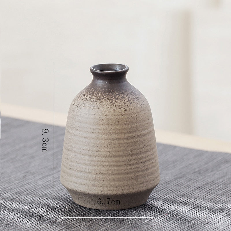 China pottery small vase retro flower floral ceramic decorative container vase modern home decoration acacuss