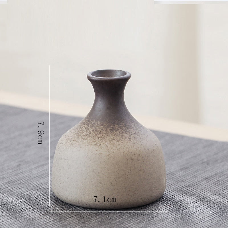 China pottery small vase retro flower floral ceramic decorative container vase modern home decoration acacuss
