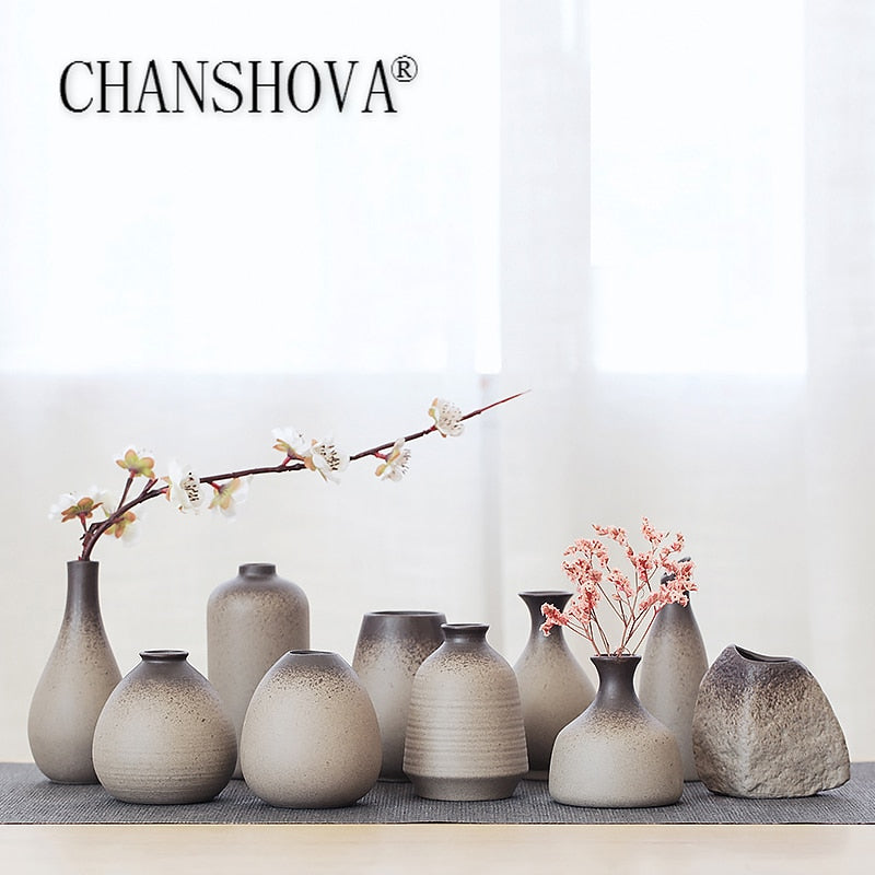 China pottery small vase retro flower floral ceramic decorative container vase modern home decoration acacuss