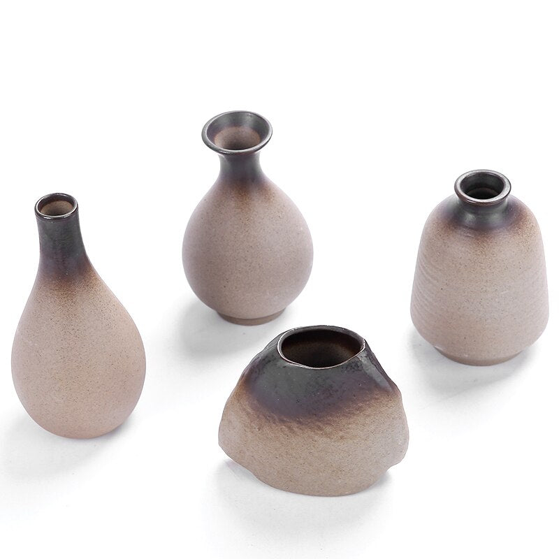 China pottery small vase retro flower floral ceramic decorative container vase modern home decoration acacuss