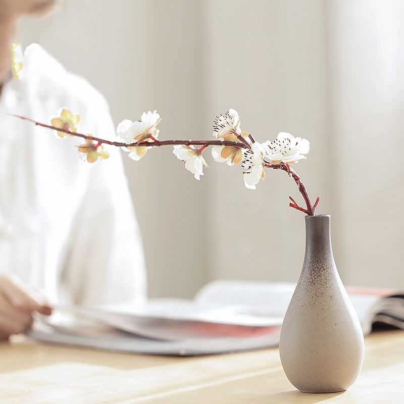China pottery small vase retro flower floral ceramic decorative container vase modern home decoration acacuss