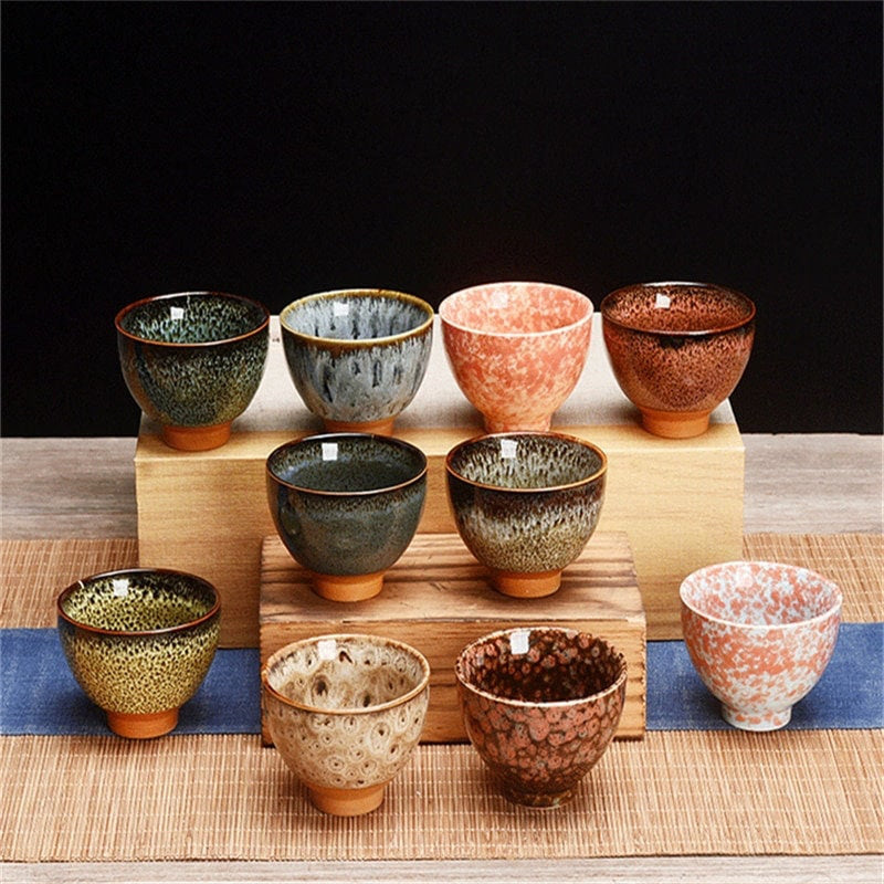 Chinese 6 pcs/set Ceramic Tea Cup Ice Cracked Glaze Cup Kung Fu tea set Small Porcelain Tea Bowl Teacup Tea Accessories Drinkware acacuss