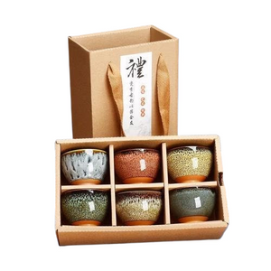 Chinese 6 pcs/set Ceramic Tea Cup Ice Cracked Glaze Cup Kung Fu tea set Small Porcelain Tea Bowl Teacup Tea Accessories Drinkware acacuss