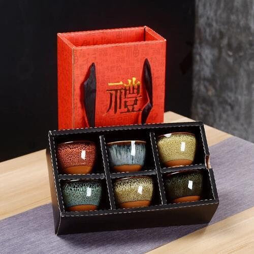 Chinese 6 pcs/set Ceramic Tea Cup Ice Cracked Glaze Cup Kung Fu tea set Small Porcelain Tea Bowl Teacup Tea Accessories Drinkware acacuss