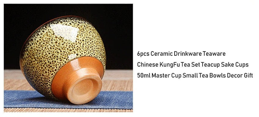 Chinese 6 pcs/set Ceramic Tea Cup Ice Cracked Glaze Cup Kung Fu tea set Small Porcelain Tea Bowl Teacup Tea Accessories Drinkware acacuss