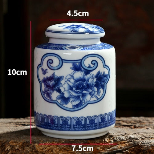 Chinese Blue and White Porcelain Ceramics Tea Caddy Tieguanyin Sealed Containers Travel Tea Bag Storage Box Coffee Canister acacuss