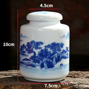 Chinese Blue and White Porcelain Ceramics Tea Caddy Tieguanyin Sealed Containers Travel Tea Bag Storage Box Coffee Canister acacuss