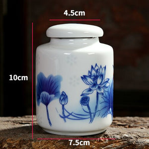 Chinese Blue and White Porcelain Ceramics Tea Caddy Tieguanyin Sealed Containers Travel Tea Bag Storage Box Coffee Canister acacuss