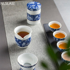Chinese Blue and White Porcelain Sealed Tea Caddy Household Ceramics Storage Tank Travel Tea Bag Kitchen Spice Organizer acacuss