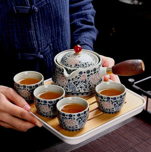 Chinese Ceramic Portable Travel Tea Set 360 acacuss