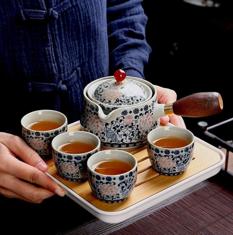 Chinese Ceramic Portable Travel Tea Set 360 acacuss