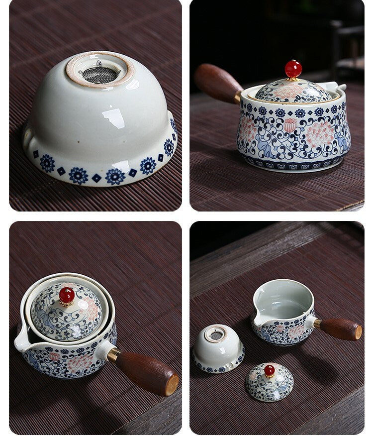 Chinese Ceramic Portable Travel Tea Set 360 acacuss