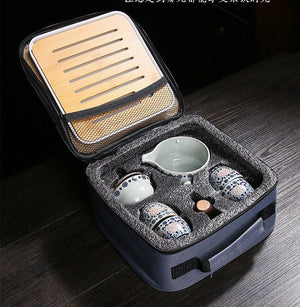 Chinese Ceramic Portable Travel Tea Set 360 acacuss