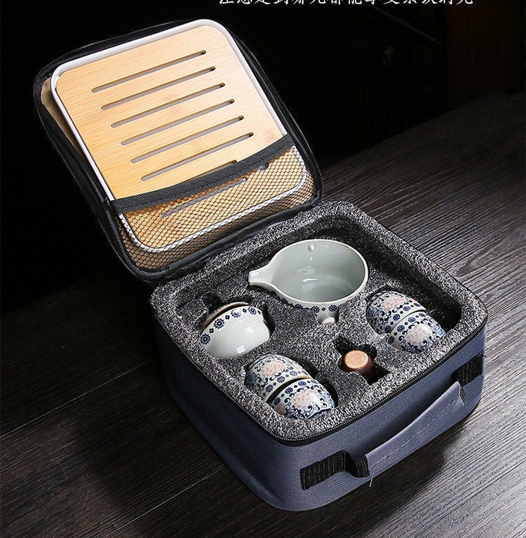 Chinese Ceramic Portable Travel Tea Set 360 acacuss