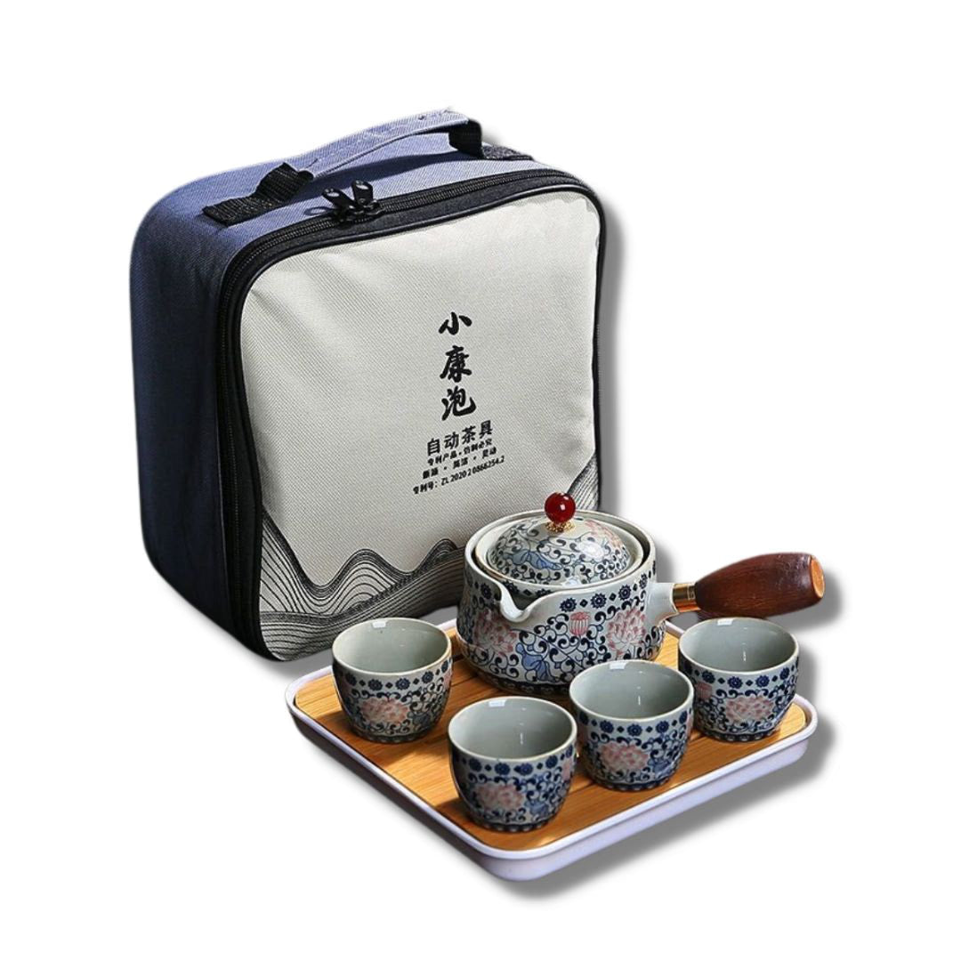 Chinese Ceramic Portable Travel Tea Set 360 acacuss