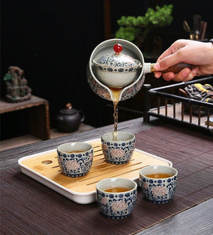Chinese Ceramic Portable Travel Tea Set 360 acacuss