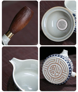 Chinese Ceramic Portable Travel Tea Set 360 acacuss