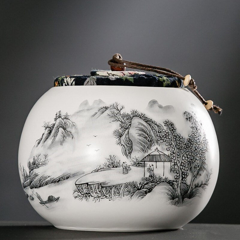 Chinese Ceramic Tea Caddy Large Capacity sealed Storage tank travel Portable Tea Boxes tea containers coffee canister Candy jar acacuss