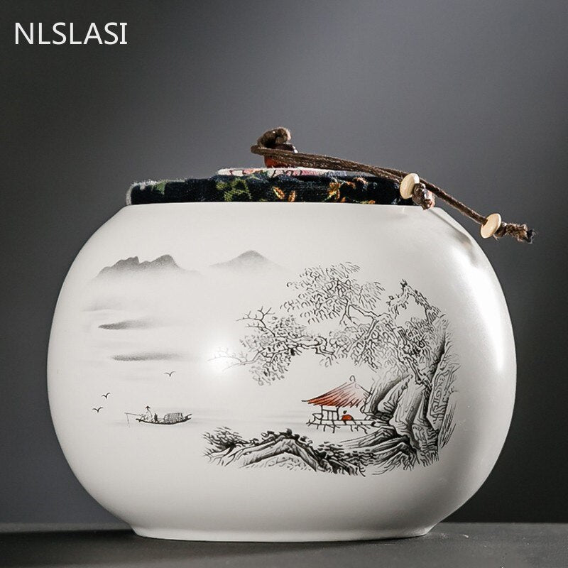 Chinese Ceramic Tea Caddy Large Capacity sealed Storage tank travel Portable Tea Boxes tea containers coffee canister Candy jar acacuss