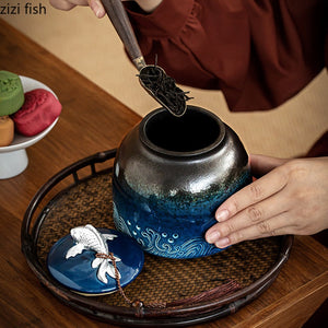 Chinese Ceramic Tea Cans Large Airtight Jar Tea Box Storage Jar Tea Caddy Tea Container Food Organizer Candy Jars Storage Bottle acacuss