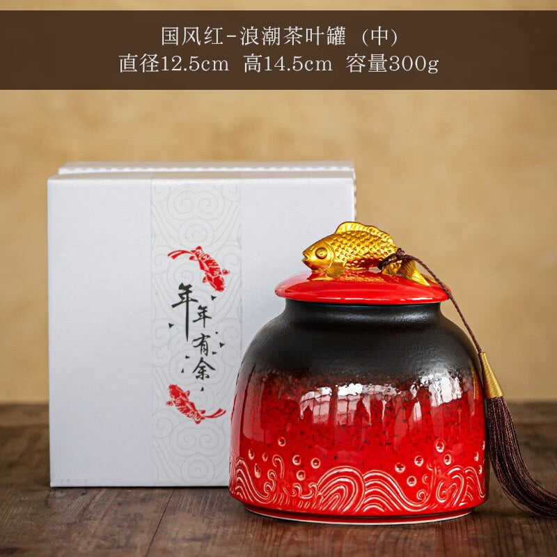 Chinese Ceramic Tea Cans Large Airtight Jar Tea Box Storage Jar Tea Caddy Tea Container Food Organizer Candy Jars Storage Bottle acacuss