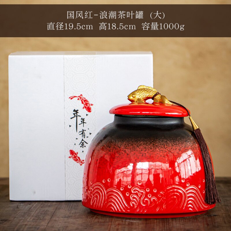 Chinese Ceramic Tea Cans Large Airtight Jar Tea Box Storage Jar Tea Caddy Tea Container Food Organizer Candy Jars Storage Bottle acacuss