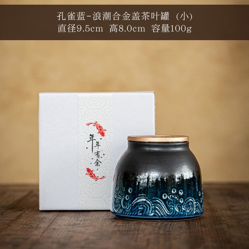 Chinese Ceramic Tea Cans Large Airtight Jar Tea Box Storage Jar Tea Caddy Tea Container Food Organizer Candy Jars Storage Bottle acacuss