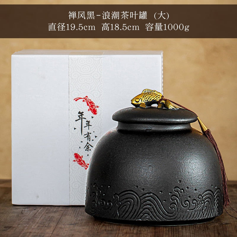 Chinese Ceramic Tea Cans Large Airtight Jar Tea Box Storage Jar Tea Caddy Tea Container Food Organizer Candy Jars Storage Bottle acacuss