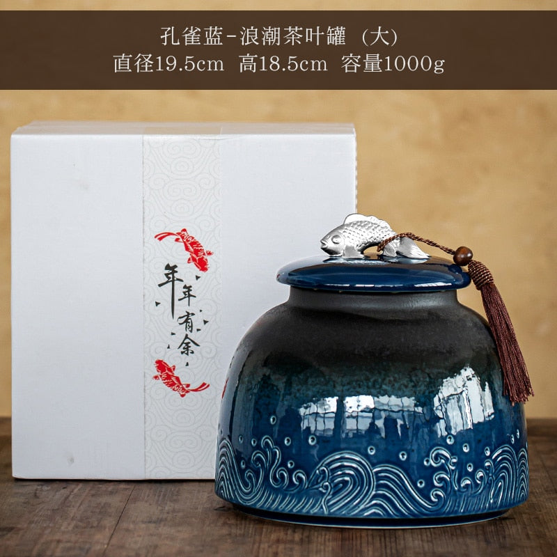 Chinese Ceramic Tea Cans Large Airtight Jar Tea Box Storage Jar Tea Caddy Tea Container Food Organizer Candy Jars Storage Bottle acacuss
