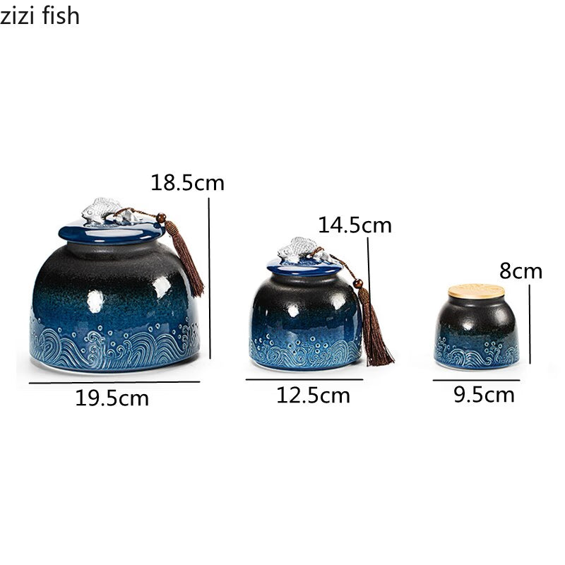 Chinese Ceramic Tea Cans Large Airtight Jar Tea Box Storage Jar Tea Caddy Tea Container Food Organizer Candy Jars Storage Bottle acacuss