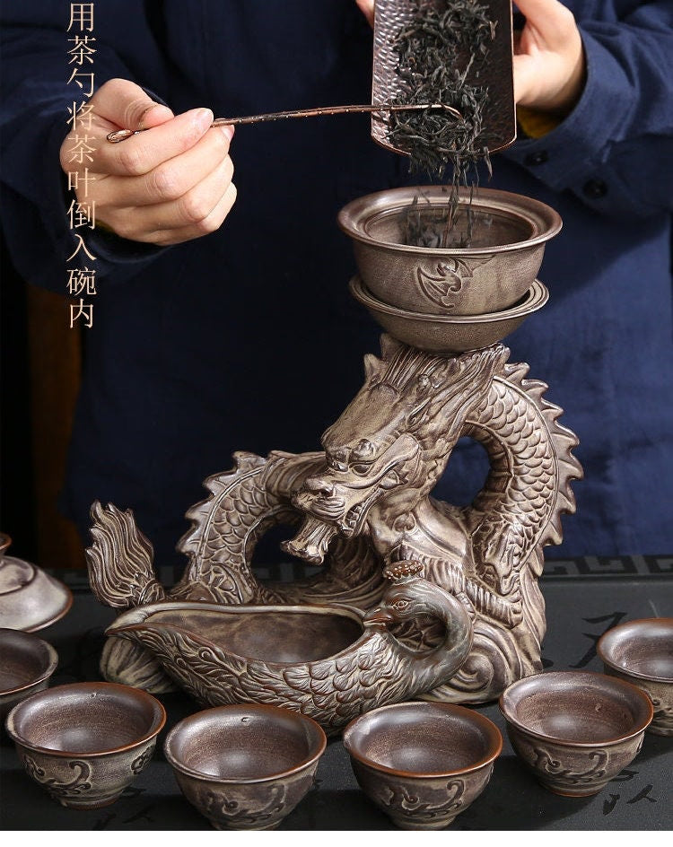 Chinese Dragon TeaPot |  Vintage Tea Set | Kung fu Tea Set acacuss