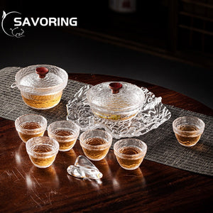 Chinese GlassTea Set Kung Fu Porcelain Tea Cup Pot Set Tortoise Teapot Kungfu Teaset Puer Oolong Tea Ceremony Teaware Gift Box acacuss