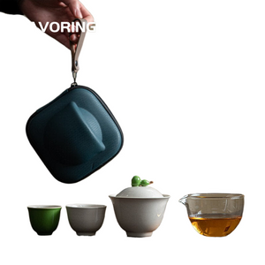 Chinese Gourd Persimmon Travel Tea Set 1 Pot 3 Cups Tea Tureen Kung Fu Tea Set Tea Maker Set Portable Ceramic Quick Cup Gift acacuss
